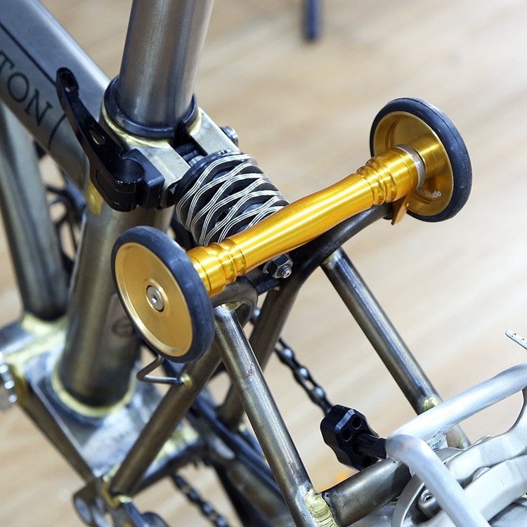 Let hjuludvidelse teleskopisk armstang til brompton foldecykel cykel let hjulstativblok cnc ultralet