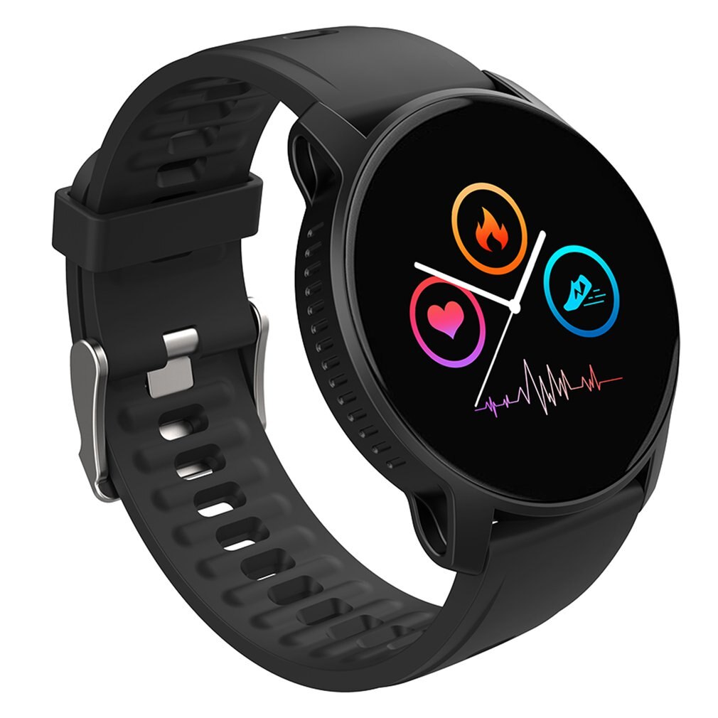 W9 Smart Bracelet Women Watch Sports Mode Sleep Time Monitor Heart Rate Monitor Full Touch Screen Waterproof: Black