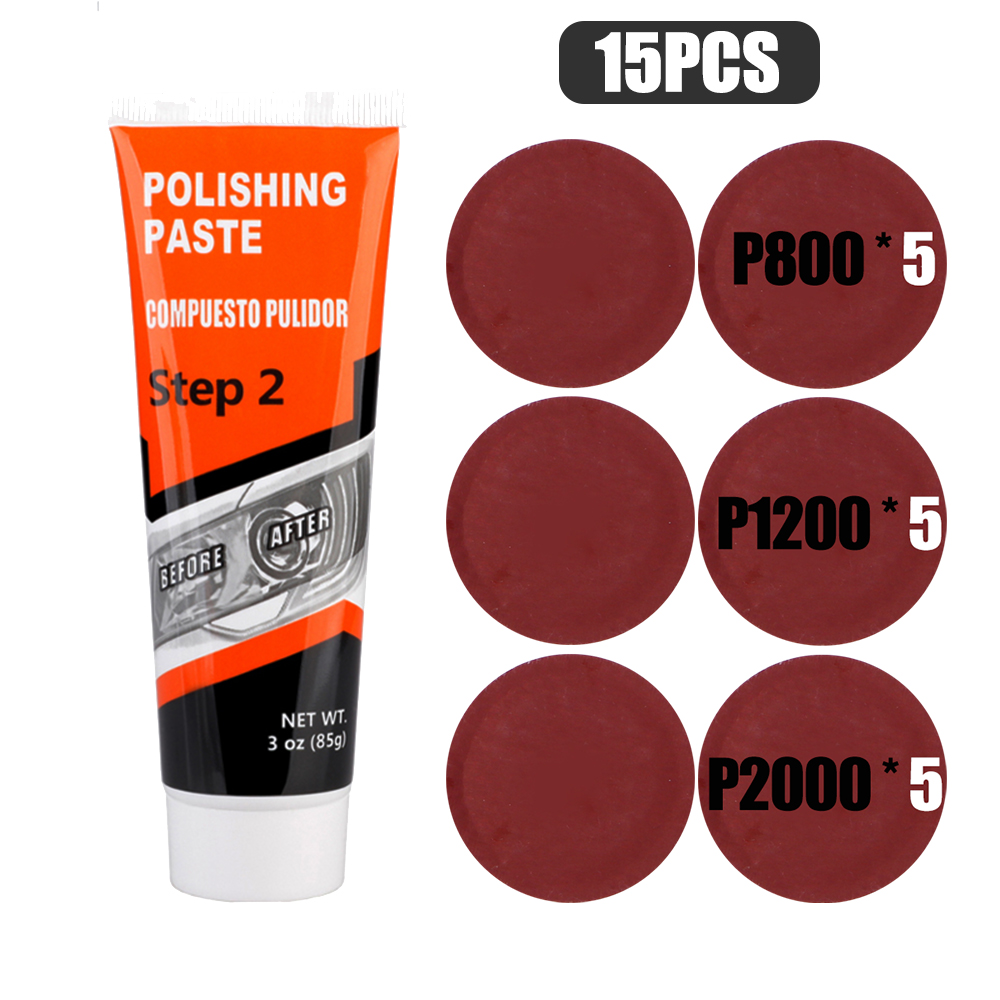 Kits de pulido para restauración de faros de coche, abrillantador químico, reparación de faros, pulidor de lentes, pasta de limpieza, herramienta de restauración: Naranja