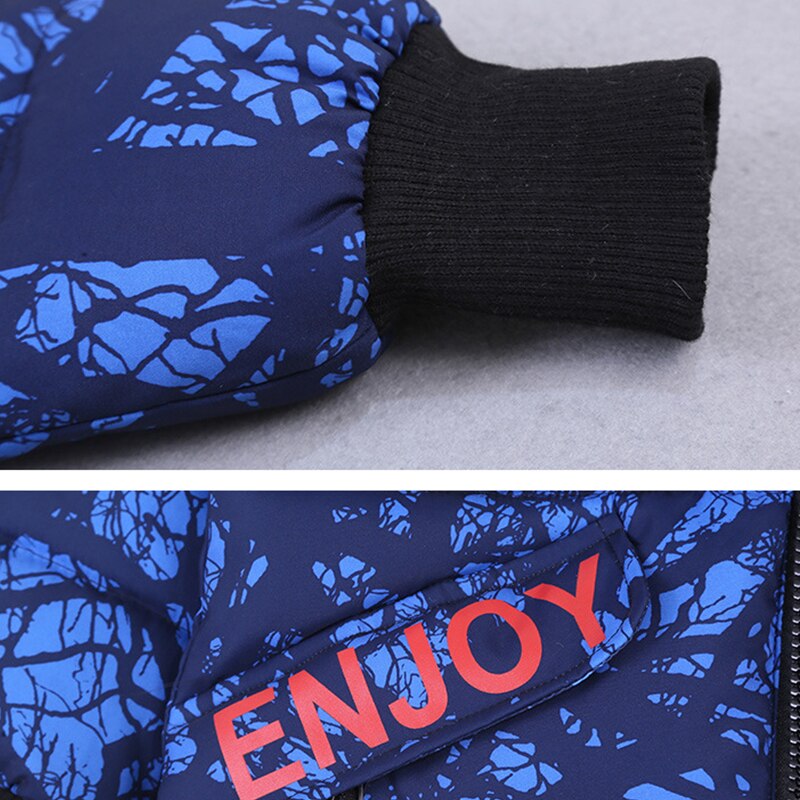 LZH Herbst Winter Mitte-Länge Blau aufbringen Baumwolle Mantel Mit Kapuze freundlicher Unten Jacke lässig Buchstaben Jacke Für EINE Jungen 3-10Y
