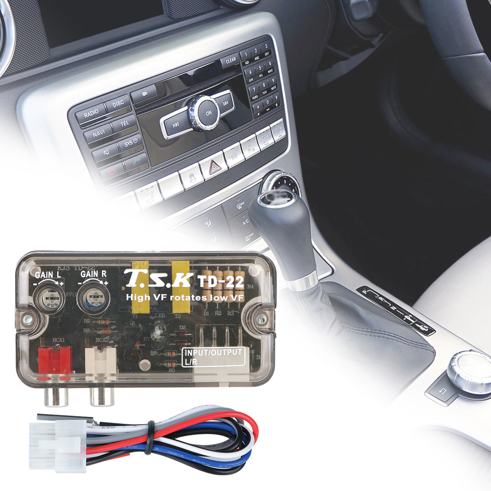 Auto Car Audio Converter Speaker Level Converter Adapter Universal RCA Line 12V