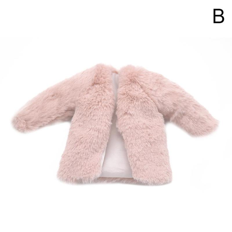 Dukke tøj flerfarvet langærmet blød pelsfrakke vinter varm fritidstøj tilbehør tøj til dukke børn legetøj: B