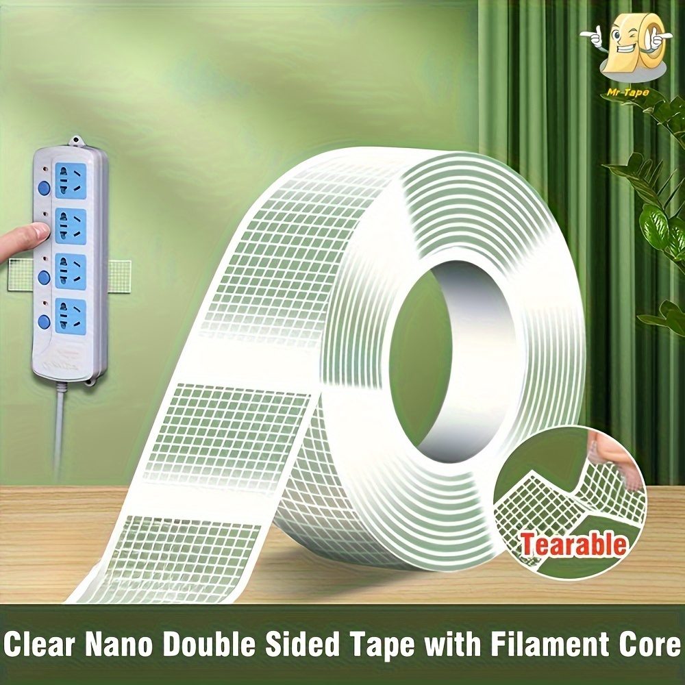 Nastro biadesivo nano ultra resistente da 5 m - Trasparente, rimovibile e impermeabile - Striscia adesiva extra resistente e per un uso infinito