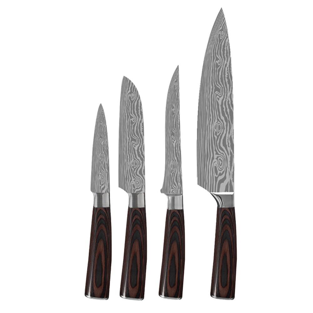 Keukenmessen Set Koksmes High Carbon Rvs Santoku Mes Sharp Hakmes Vleesmes Beste Keuze Voor Keuken: G 4pcs set