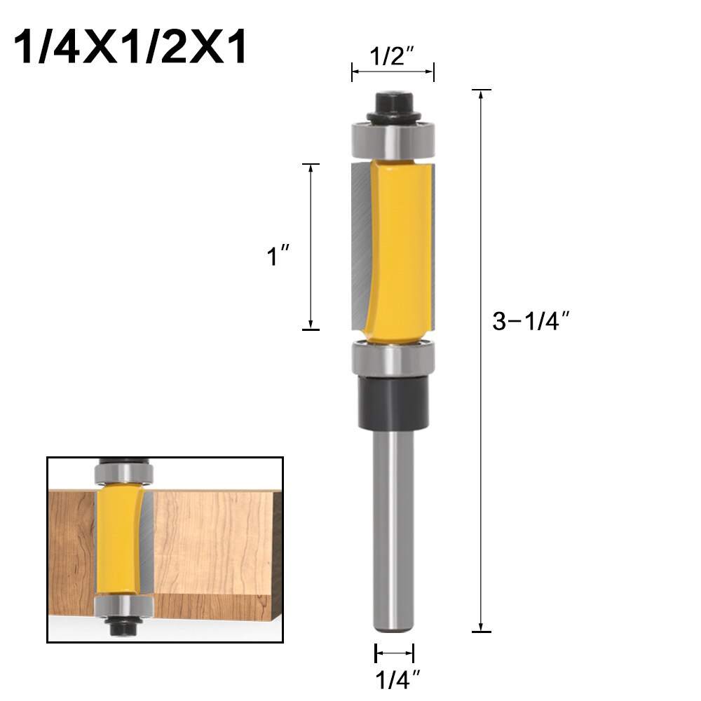 Cortador rotatorio de metales de vástago de 1/4 ", 6,35 MM y 6MM, doble rodamiento, cortador de recorte, broca para ranuradora recta de doble filo, 1 ud.