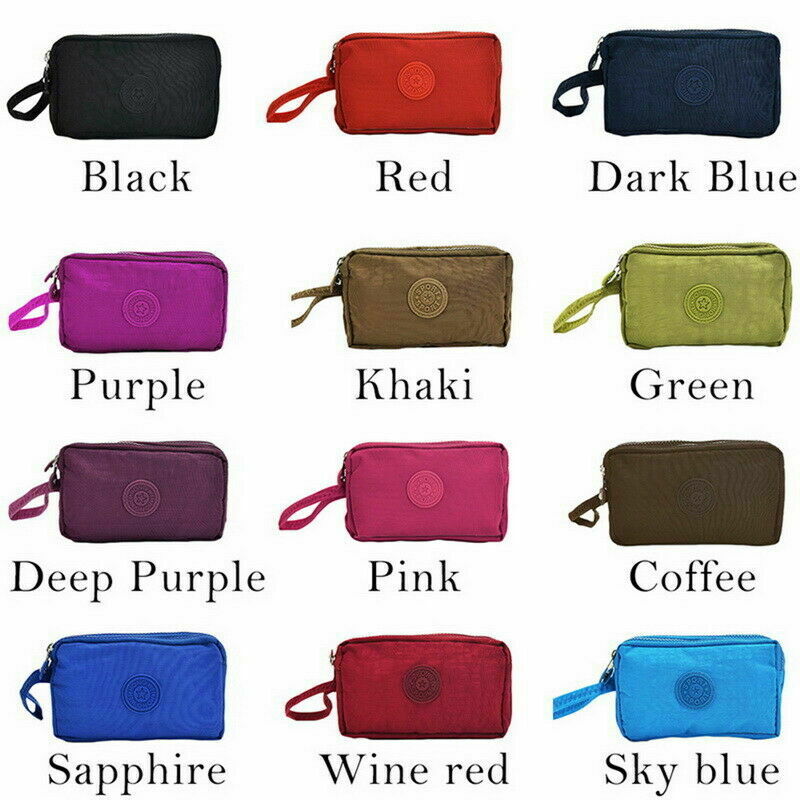 Womens Mini Phone Bag Short Wallet Three-Layer Zipper Purse Coin Purse Casual Solid Simple Lady Wrist Strap Card Wallet