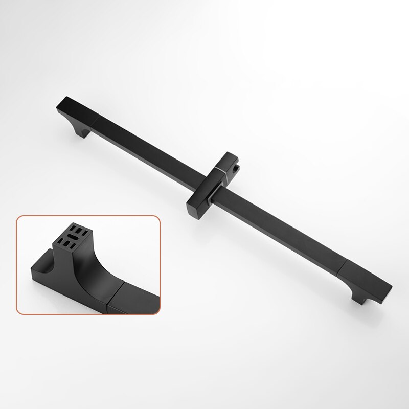 Matte Black Bathroom Sliding Shower Bar Shower Column Wall Mounted Rod with Adjustable Bracket Holder Round Square Slide Bar