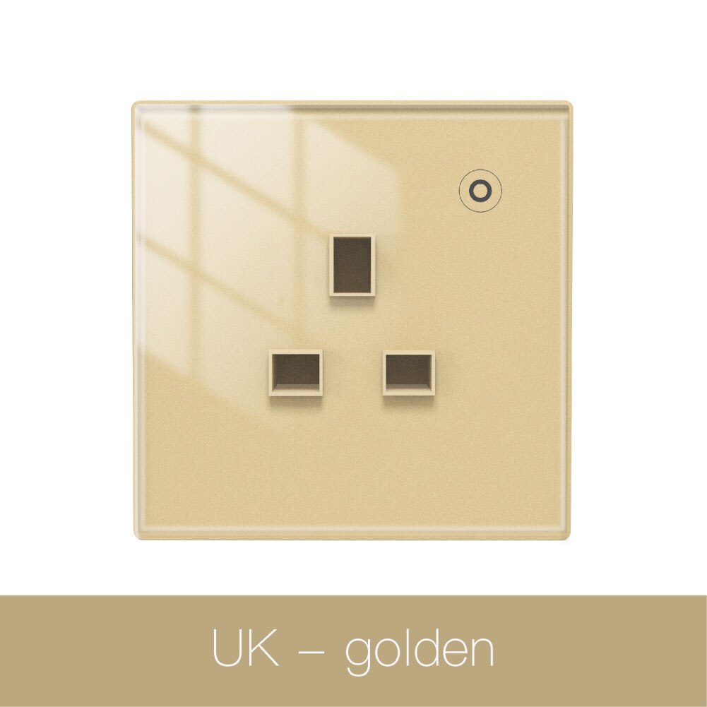 Wifi Tuya Smart Stopcontact Glas Panel Outlet Power Monitor Touch Plug Relais Status Licht Modus Verstelbare Smart Leven App alexa: UK Golden