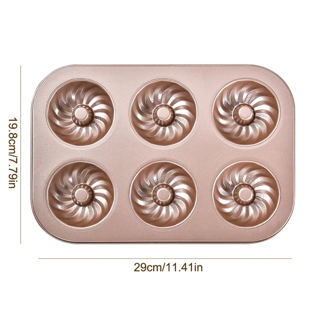 6 Hole Reusable Baking Tray Baking Pan Carbon Steel Cake Baking Mold Non-Stick Muffin DIY Cartoon Cake Pan Moulds Donut Baking: Chocolate
