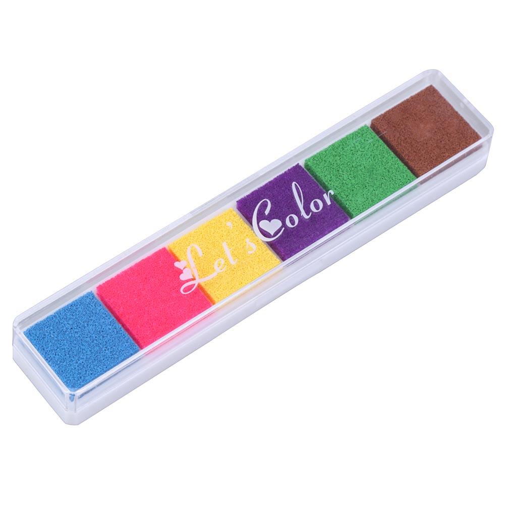 6 Kleuren Vingerafdruk Stempelkussen Inkt Stempelkussen Kleurrijke Craft Stempelkussens Diy Vingerafdruk Scrapbooking Decoratie Afdichting Postzegels Ink Pad: 1