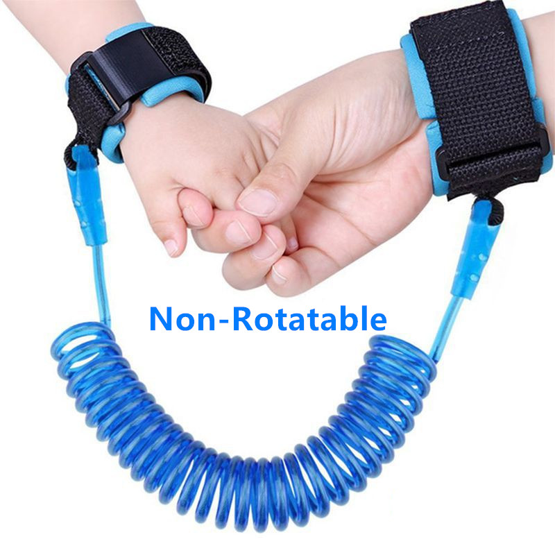 1.5-2.5m Kids Safety Harness Adjustable Children Leash Anti-lost Wrist Link Traction Rope Baby Walker Wristband: Non-Rotatable Blue / 2.5 m