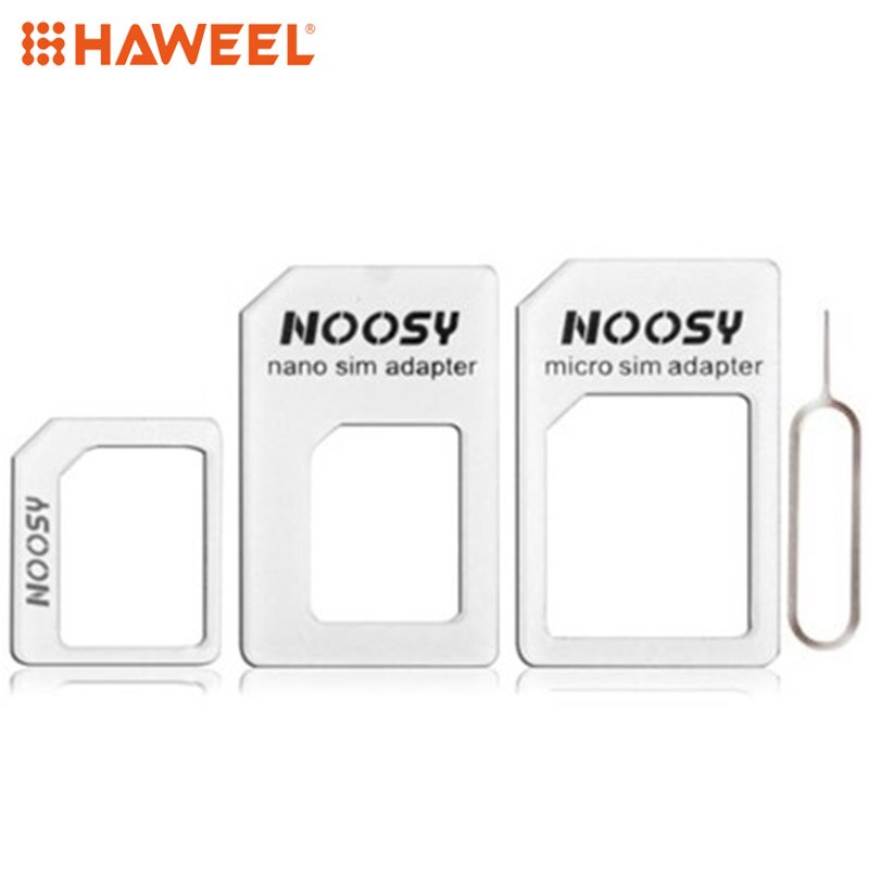 Haweel 4 in 1 ( nano sim naar micro sim kaart + micro sim naar standaard kaart + nano sim naar standaard kaart + simkaart lade houder uitwerpen