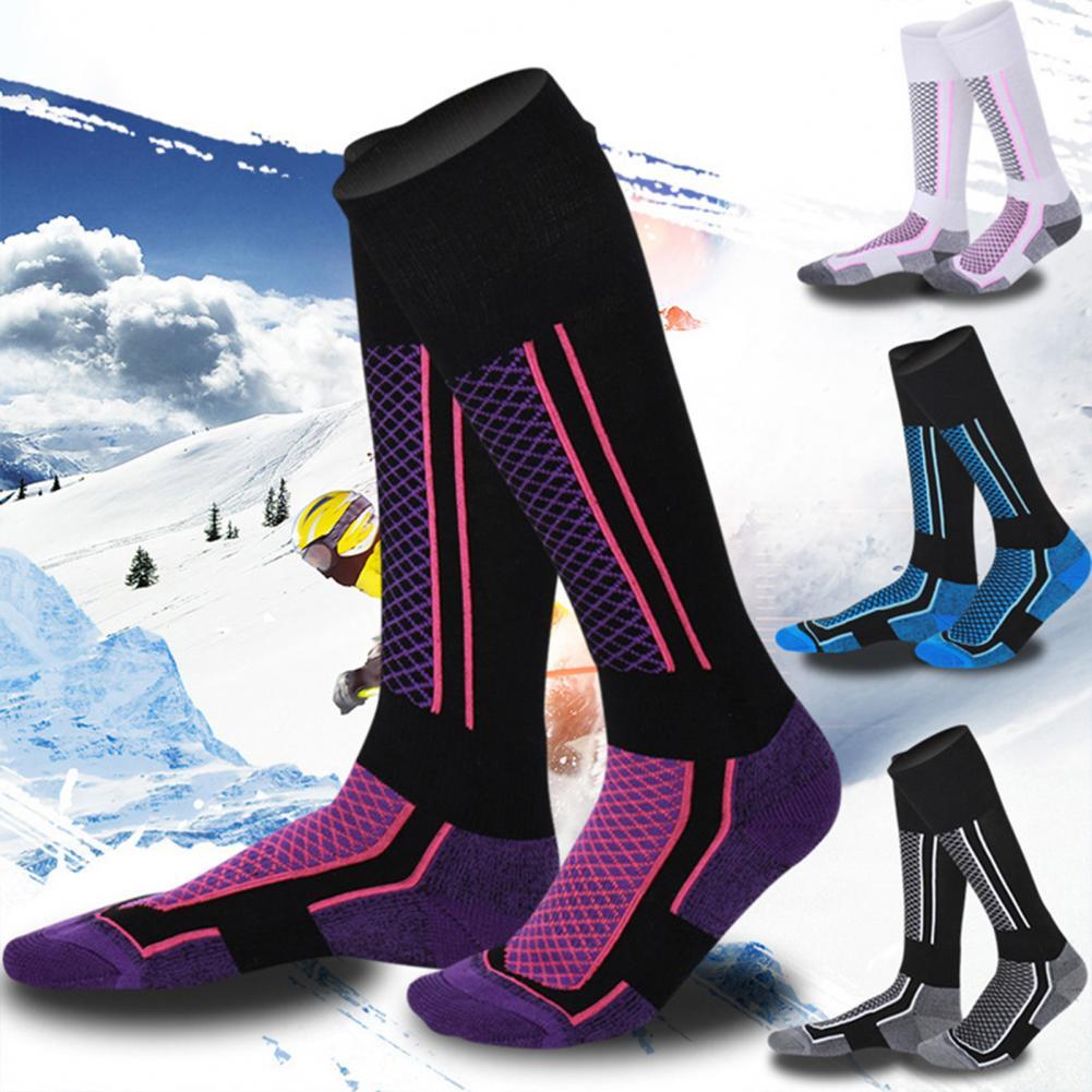 Calcetines largos de invierno para hombre y mujer, medias térmicas de algodón para deportes al aire libre, Snowboard, esquí, 1 par