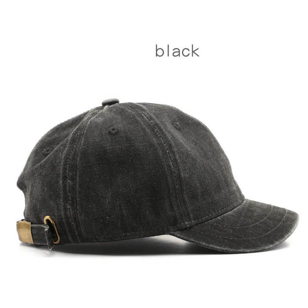 Gorras de béisbol de ala corta Retro para hombre y mujer, gorros con visera ajustable de Color sólido para exteriores, ropa informal de algodón, gorros de Hip Hop: Negro