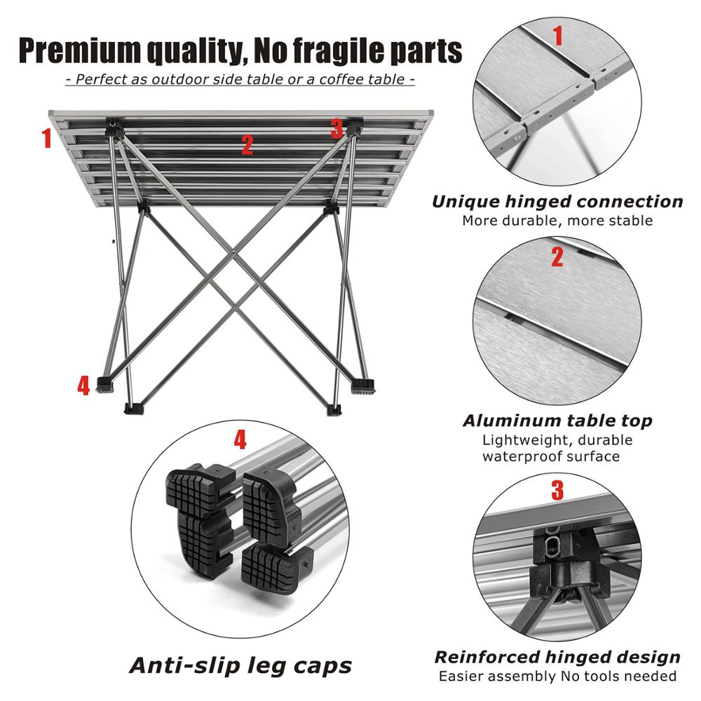 Portable Table Folding Camping table Desk Foldable Hiking Traveling Outdoor Garden Picnic table Al Alloy Ultra-light