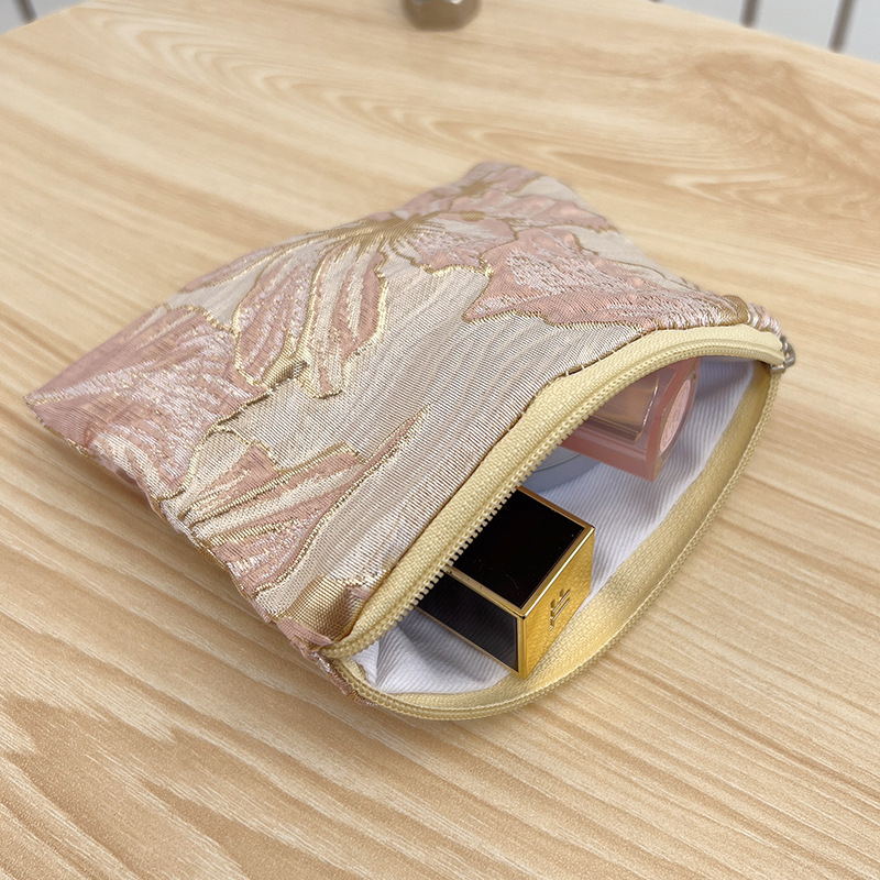 Ins Small Coin Purse Pouch Mini Wallet Printed Lipstick Key Women Sanitary Napkin Storage Bag Fabric Zipper Makeup Organizer