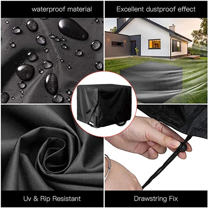 3 Size Generator Cover Windproof Protective Cover Canopy Shelter Waterproof Oxford Cloth All-Purpose Covers Protection Black