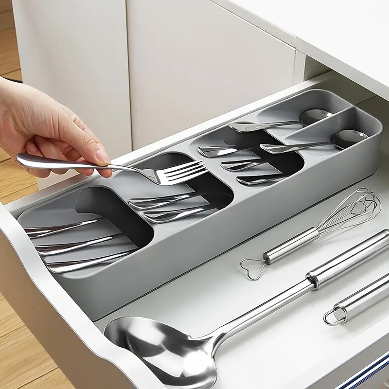 Küchenschublade-Organizer, Schubladen-Ladenablage für Besteck, Messer, Block, Gabel, Löffel, Besteck-Organizer, Trennwand, Aufbewahrungsbox