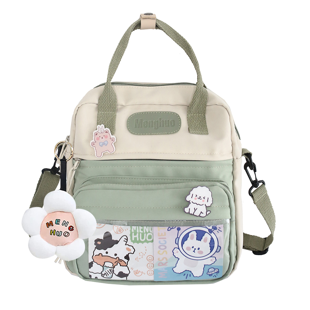 Casual Fashion Plecak Kawaii z szpilkami Kawaii i akcesoriami Torba na ramię do podróży Zakupy Szkoła studencka na prezent na świeżym powietrzu: green
