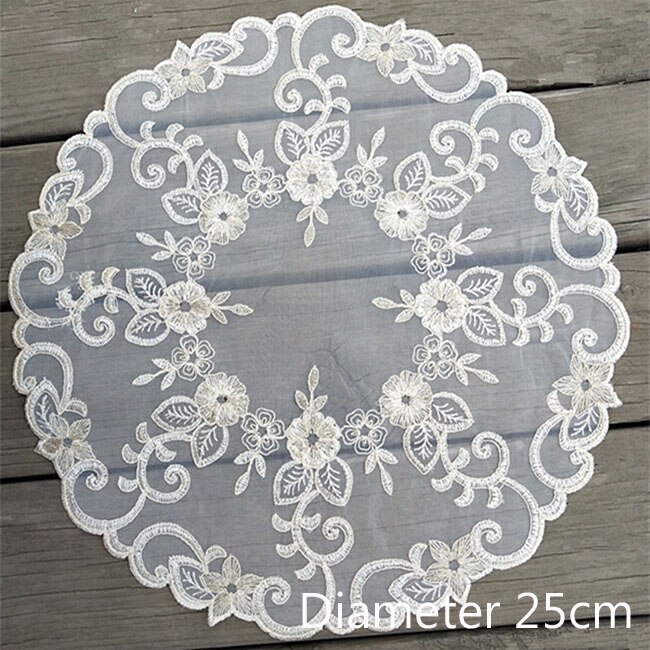 Napperon de table en dentelle 8 motifs, napperon rond de noël en tissu, tasse de mariage, dessous de verre, serviette de cuisine: White 6