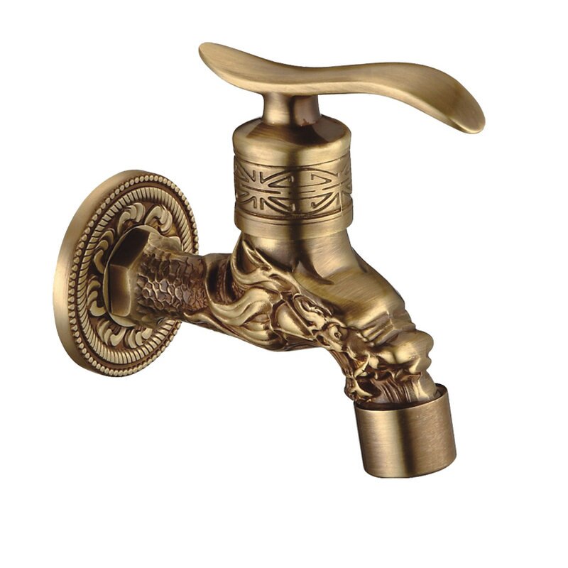 Antiker Messingdrache, geschnitzter Wasserhahn, Garten-Bibhahn, Waschmaschinen-Wasserhahn, Außenhahn, einzelner Kalthahn 1016