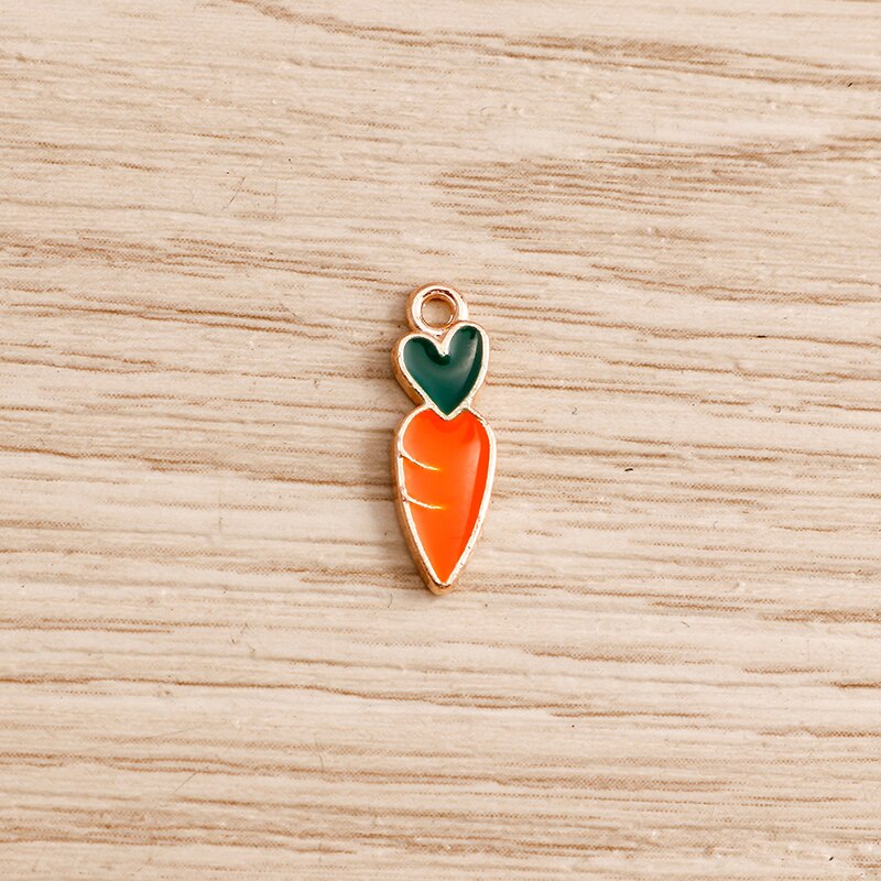 10 pz 5*16mm amore cuore Charms carota per risultati di gioielli artigianato fatto a mano carino smalto Charms pendenti collane fai da te orecchini