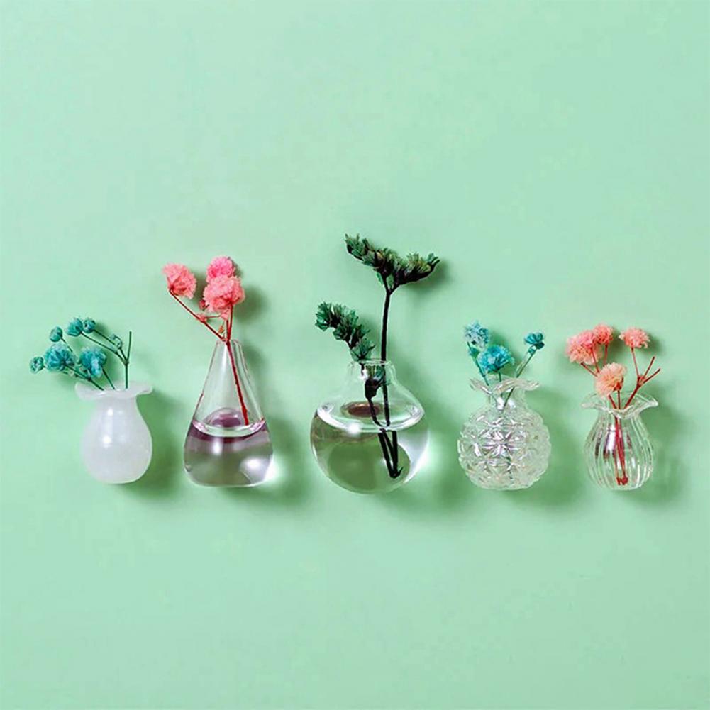 Glasvase Kühlschrankmagnet 3D Miniatur Blumenvase Kühlschrankmagnet für Home Office Küche Spind Kühlschrank Glas Mini