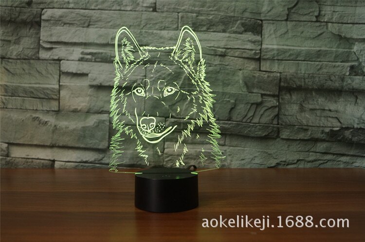 Wolf Model 3D LED Light Hologram Illusions 7 Colors Change Decor Lamp Best Night Light for Home Deco4226