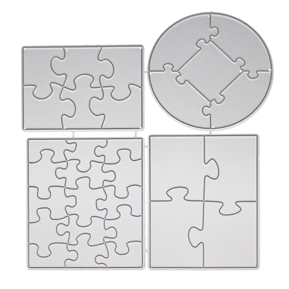 Metalen Stansmessen Puzzel Frames Voor DIY Scrapbooking Card Cut Sterven Mould en Postzegels Maken Album Stencil 4Pcs