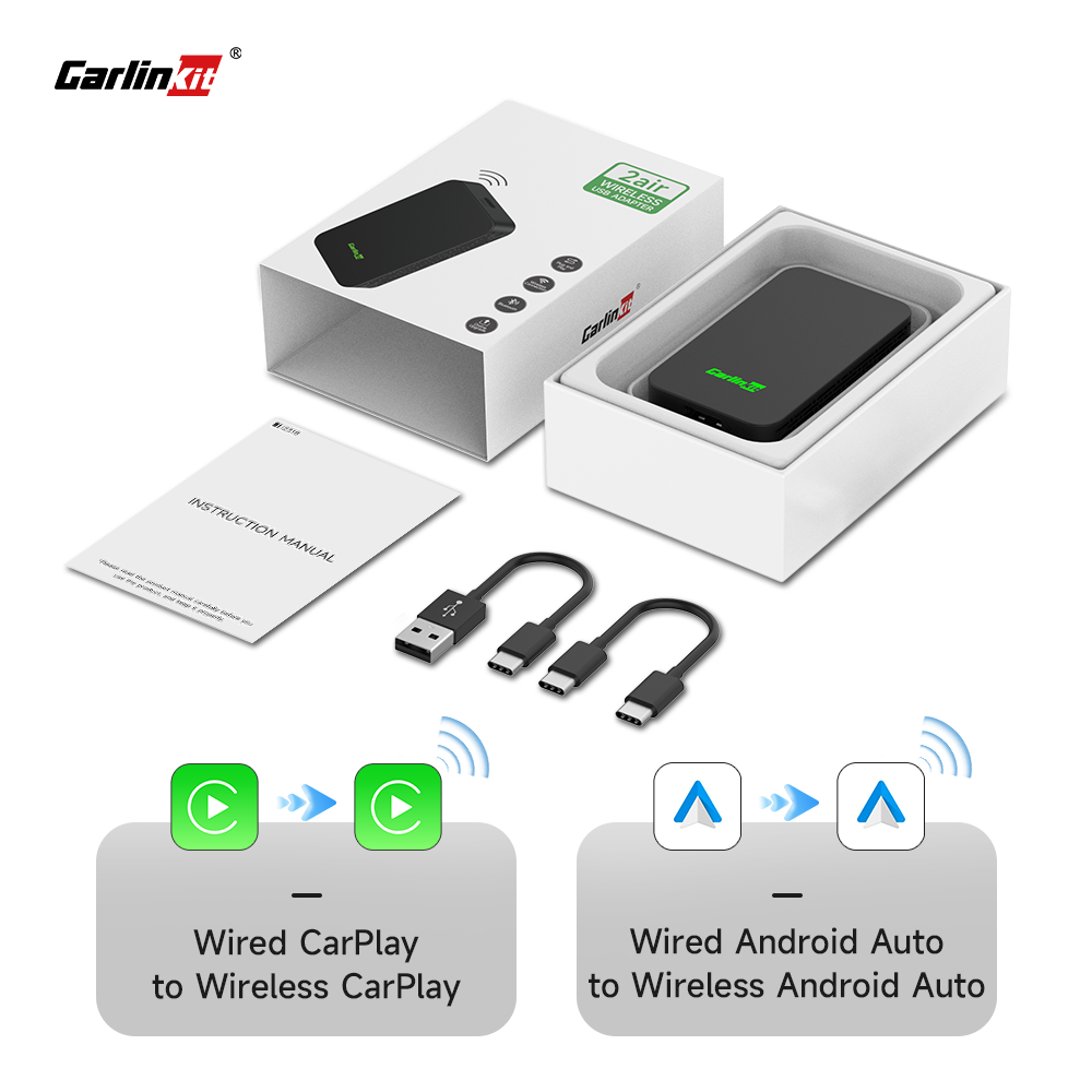 Carlinkit 5.0 2air Carplay Wireless Android auto Wireless Adapter for Toyota Mazda Ford Vw Peugeot Skoda Kia Haval Wifi BLE: black
