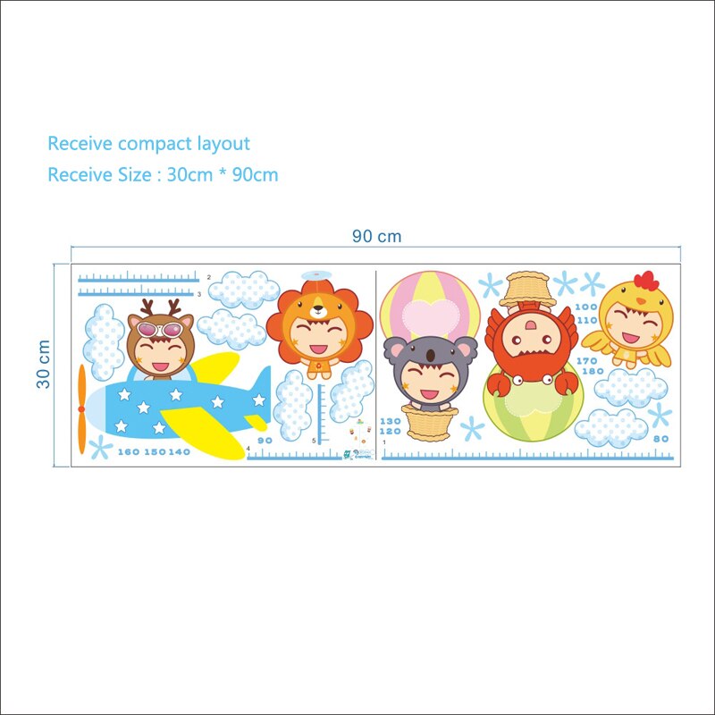 Cartoon baby height Wall Sticker for kids baby rooms bedroom decoration Mural Art Decals Wallpaper nursery Chart Ruler stickers