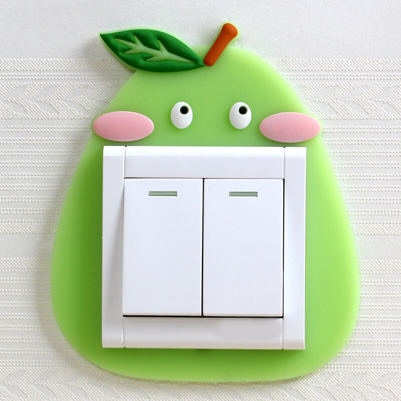 Leuke Fruit Cover Cartoon Room Decor Muur Siliconen Aan-uit Schakelaar Lichtgevende Lichtschakelaar Outlet Muursticker Beschermhoes: pear