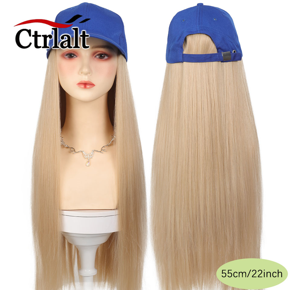 Casquette de Baseball longue et droite, perruque synthétique avec Extensions de cheveux pour femmes, chapeau réglable avec perruque attachée, postiche longue: #27