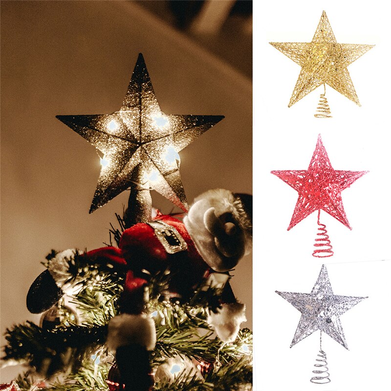 Decoración Para árbol de Navidad, adornos para escaparate de Navidad, luces de estrellas, brillantes, escaparates para ventana, suministros para en casa, 1x20CM