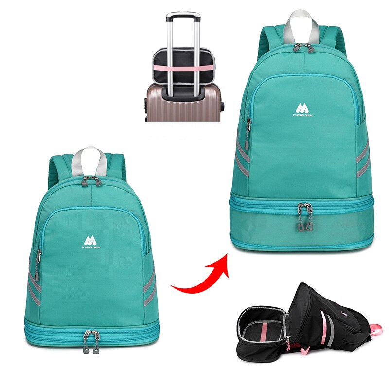 Mochila de alta capacidad, zapatos portátiles independientes, bolsa de almacenamiento de ropa, bolsa organizadora de viaje para mujer, accesorios deportivos para Fitness: Style C Green