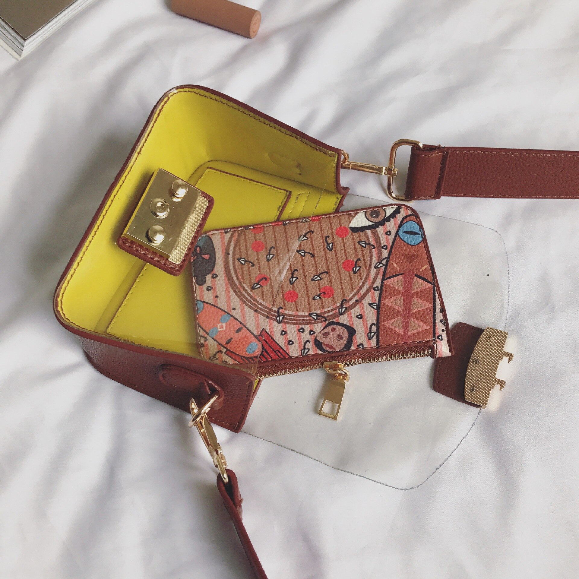 PVC przezroczysta osobowość torebka damska mini torba na ramię klapka