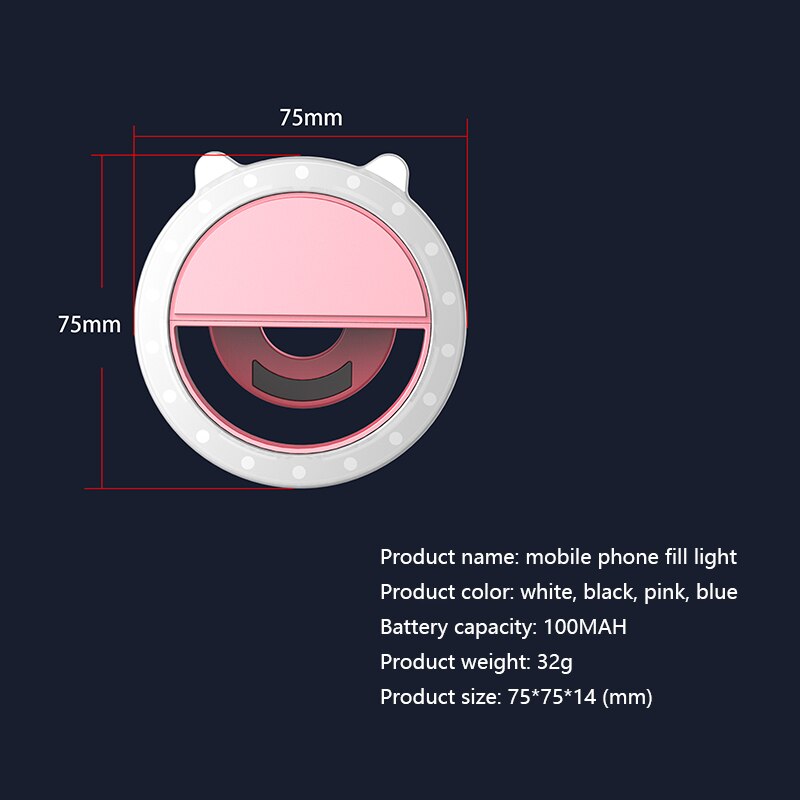 LED Ring Light For Phone Mobile Phone Flashes With Clip Portable Selfie Light Dimmable Fill Light For Live/Video/photo