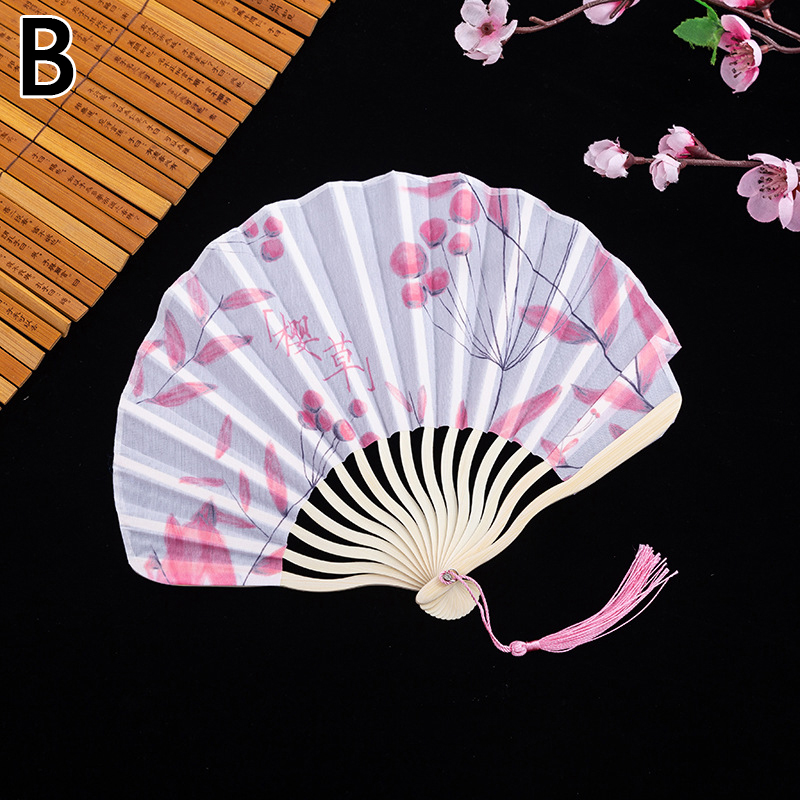 Chinese Classic Folding Fan Hand Held Fan Bamboo Paper Folding Fan Party Wedding Decor Vintage Portable Dance Folding Hand Fans: B