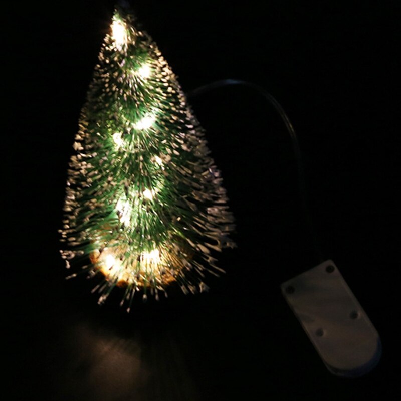 1pc LED Light Mini Artificial Christmas Trees Decorations Festival Tabletop Miniature Snow Frost Xmas Tree Decor 4Sizes