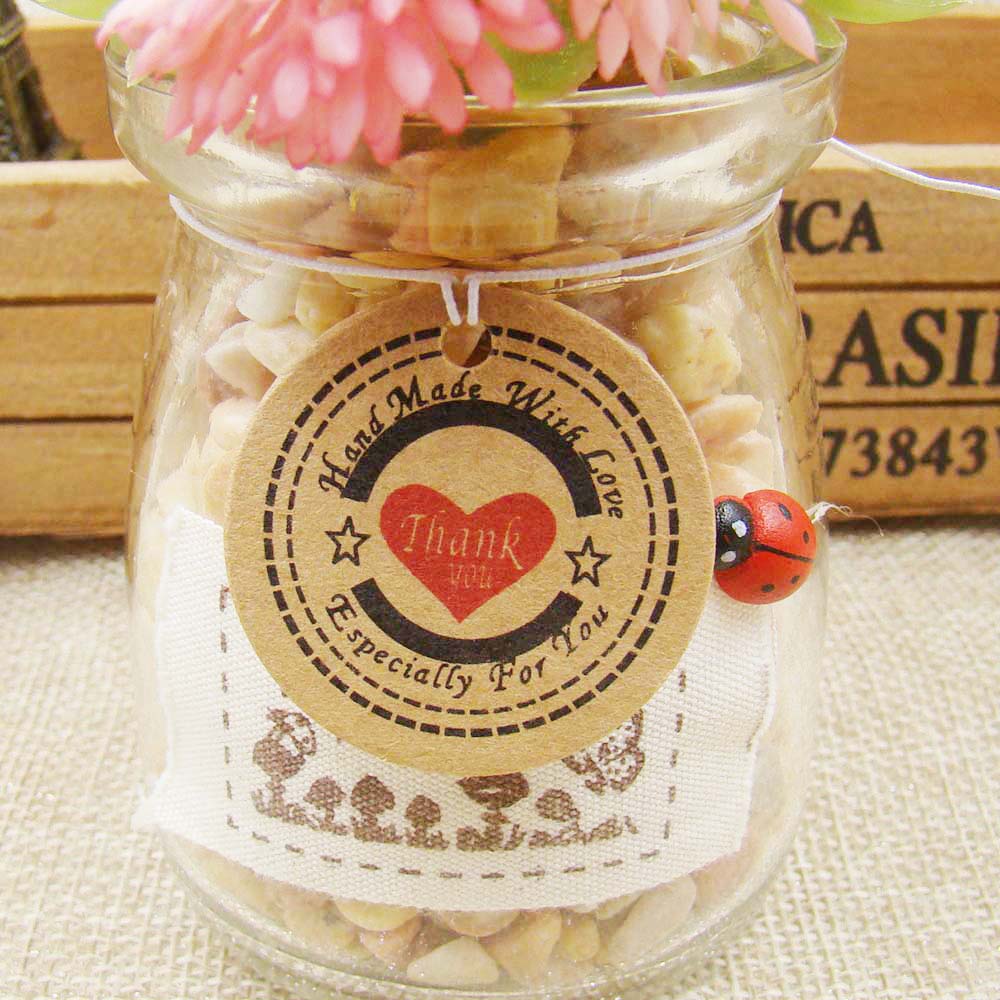 50 stuks kraft prijskaartjes +50 stuks hennep touwtjes papieren bedankkaartje papieren handgemaakte kaartjes met liefde voor sieraden/taart/kledingdoos