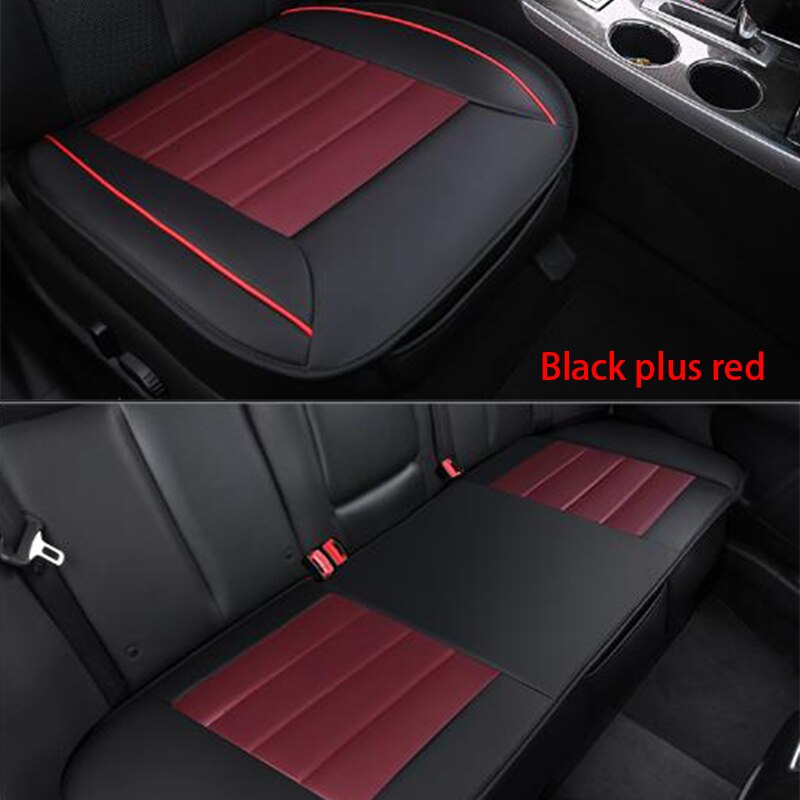 Autostoel all-inclusive auto accessoires PU lederen interieur auto bekleding vier seizoenen universele zitkussen: 3pcs red black