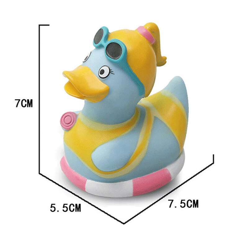 ESALINK Rubber Duck Style Girl With Pearl Earrings Baby Bath Toys Duck Children Toy Duck Baby Toys Bath Toys For Kids: YN078-1pcs