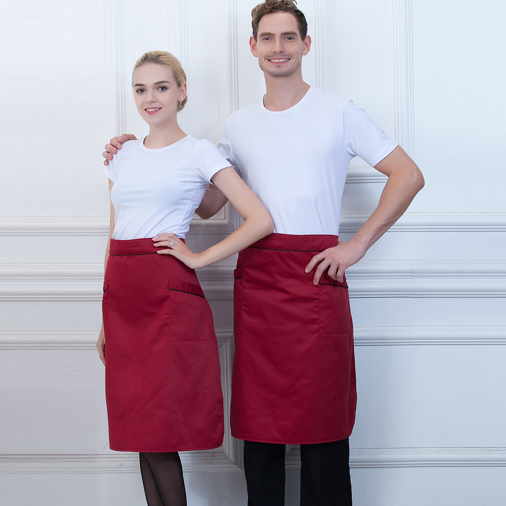 Unisex Food Service Restaurant Kitchen Hotel Bakery Cafe Chef Half Apron Cooking BBQ Work Wear Uniform: Red