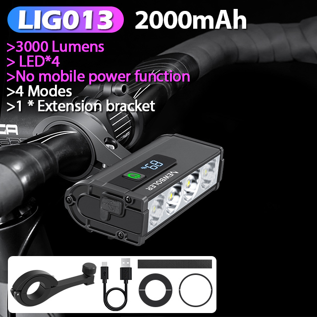 NEWBOLER Fahrrad Licht Vorne 10000 Lumen Fahrrad Licht 10000 mAh Wasserdichte Taschenlampe USB Ladung MTB Rennrad Lampe Zubehör: Weiß