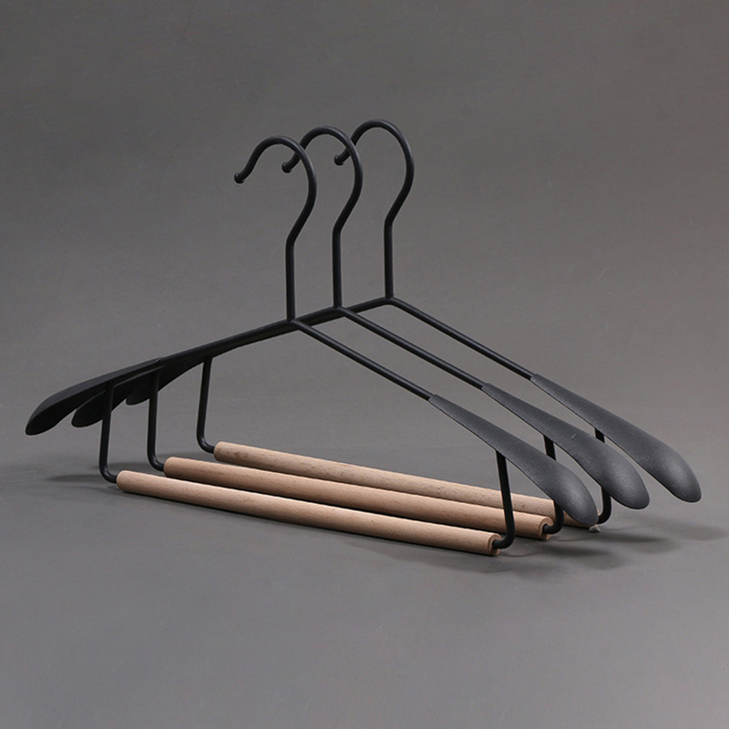 3 stuks Retro Metaal Houten Hanger Garderobe Brede Schouder Antislip Kleerhangers Huishoudelijke Jas Broek Past Droogrek Organizer