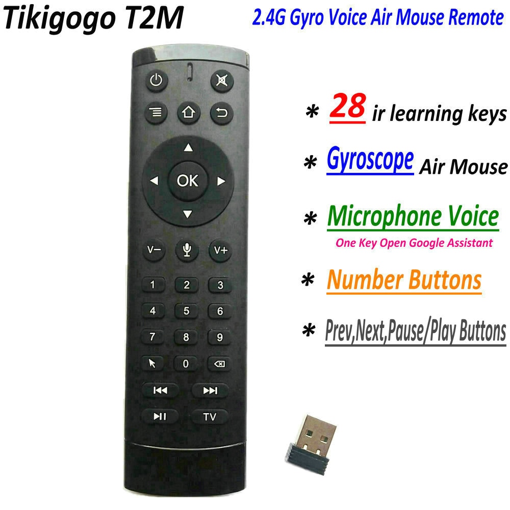 T2M 2.4G Gyro Air Mouse Ir Leren Google Voice Search Voor Android Smart Tv Box Pk T1M G10s G20s g30s G21 Pro Afstandsbediening