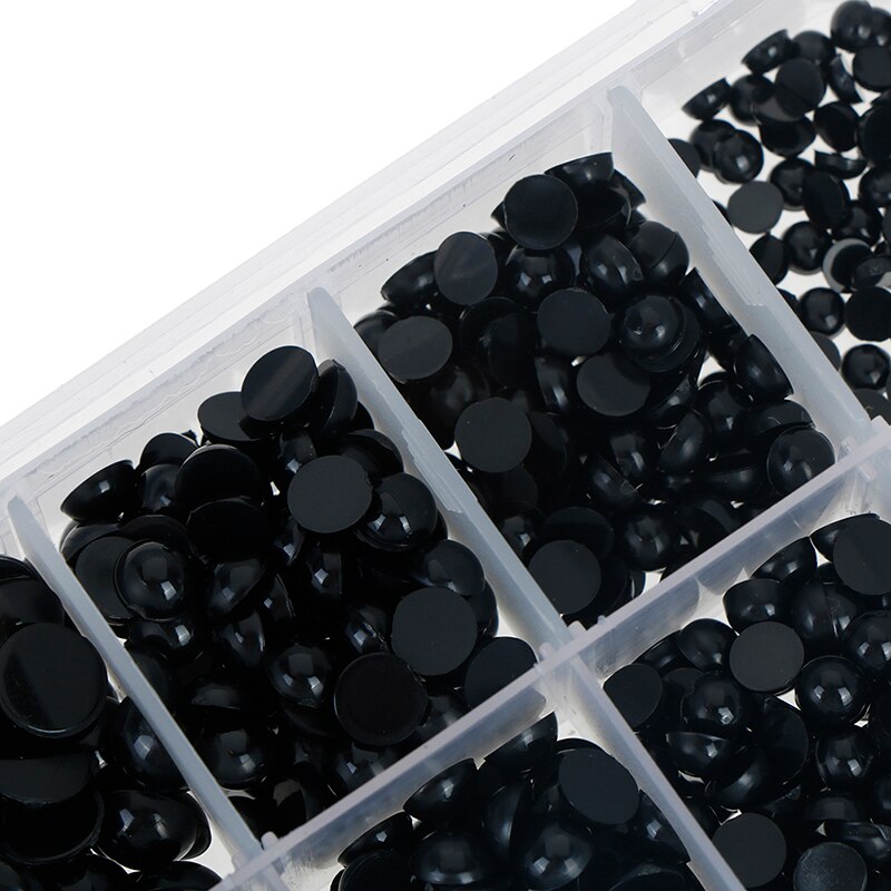 760pcs Rotonda e piatta nero occhi occhi di plastica occhi per le bambole che fanno toys doll accessori