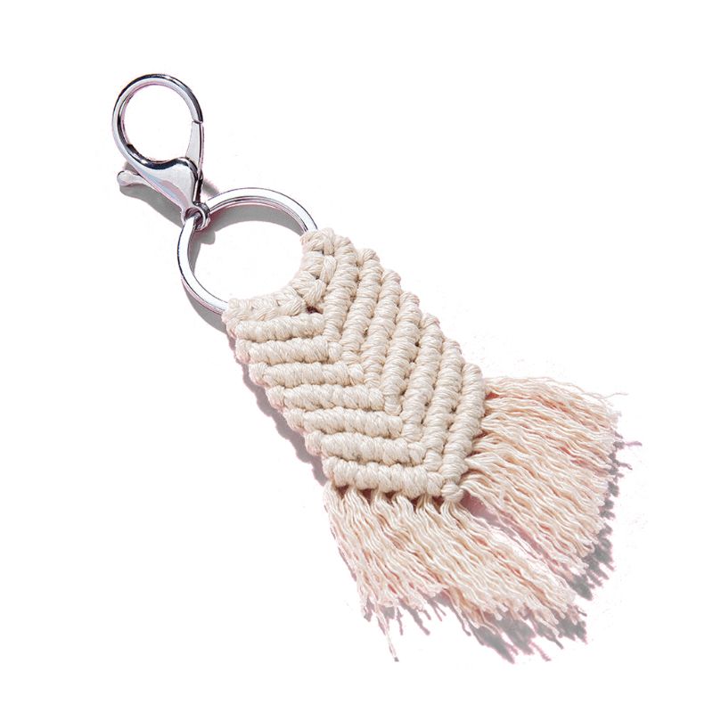 Mini Macrame Keychains Boho Macrame Bag Charms with Tassels Handcrafted Accessory for Car Key Purse Phone Wallet Unique Wedding