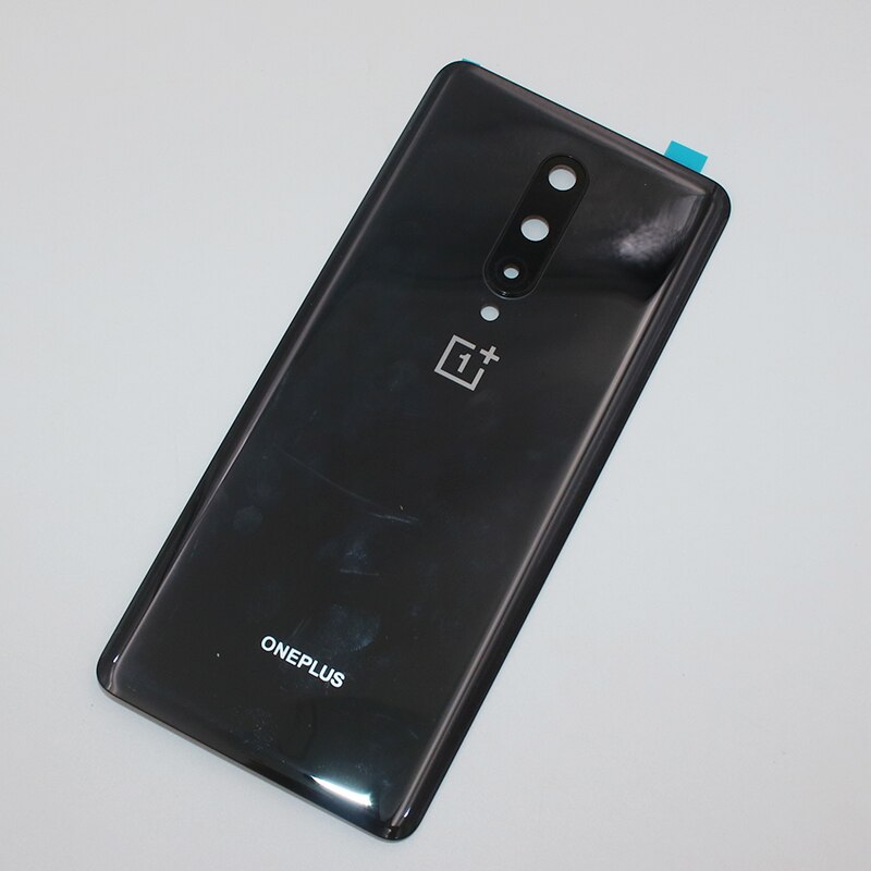 Original Für eins Plus 8 Zurück Batterie Abdeckung Gehäbenutzen Tür Hinten fallen Mit Kamera Rahmen Glas Objektiv Für OnePlus 8 + Klebeband: Schwarz