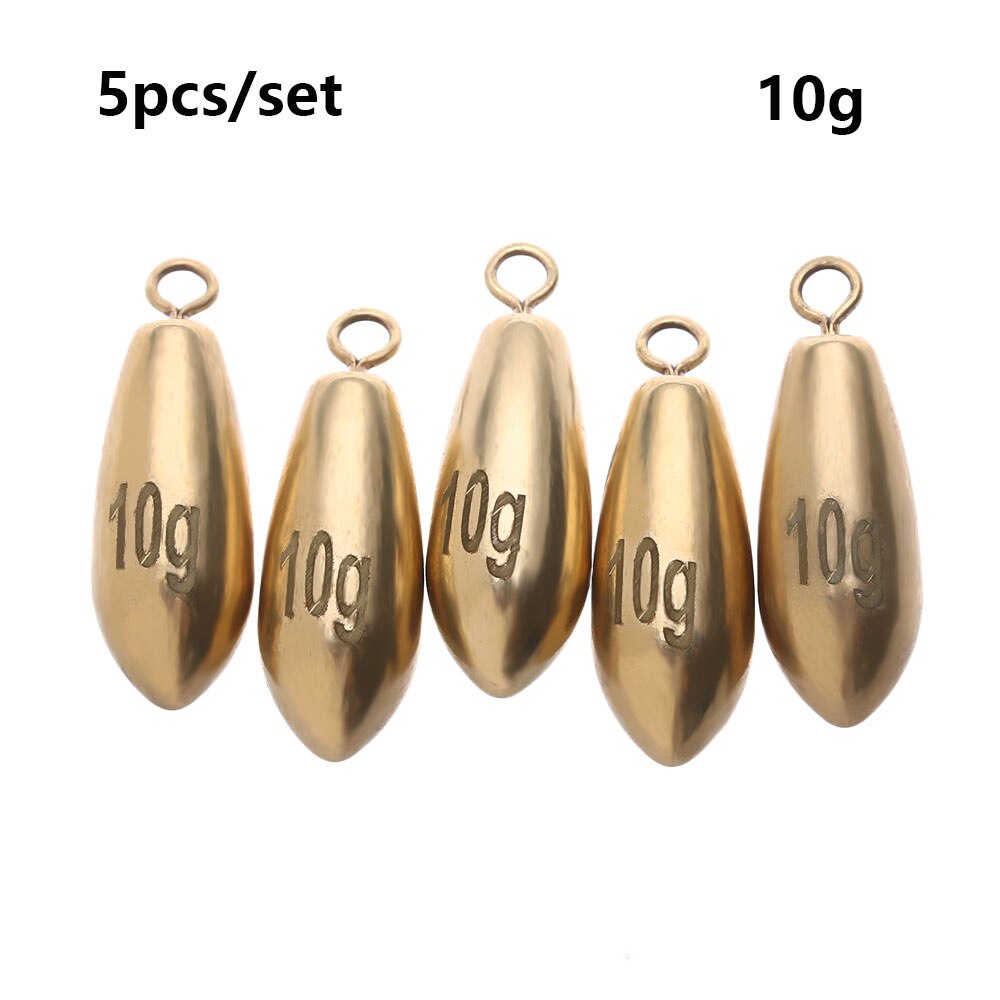 5pcs copper Tungsten Fishing Sinkers Weights Flipping Weights Bass Sinker Tackle Fishing Lead fall Fishing Accessories: 10g